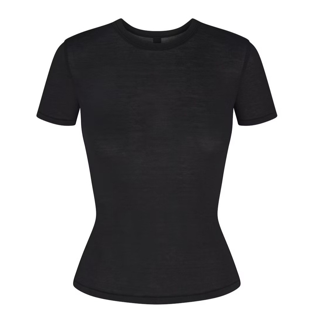 Skims Sheer Modal T-Shirt Onyx Black TP-SSL-11870W Medium